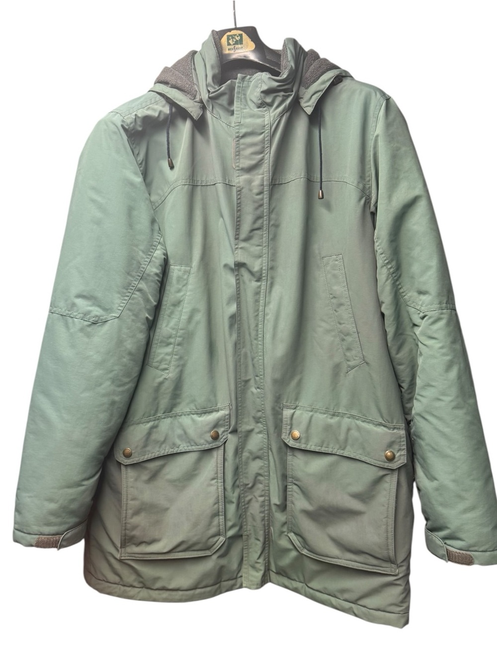 Men's Hooded Sage Green Puffer Parka Jacket